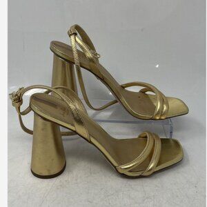 Sam Edelman Womens Kia Gold Tone Leather Open Toe Ankle Strap Sandals Size 8.5M